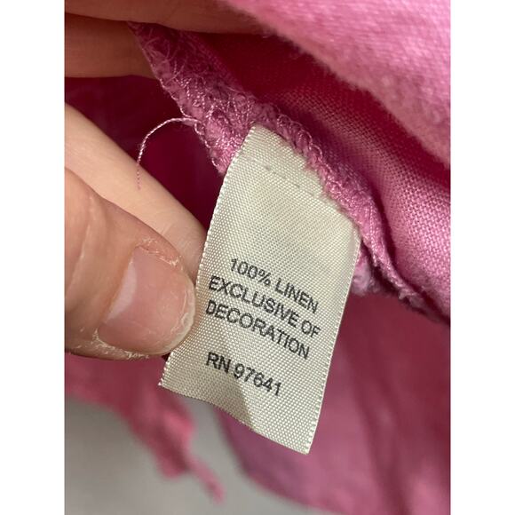 J.Jill 100%‎ linen long sleeve shirt button pink size medium - Picture 4 of 5